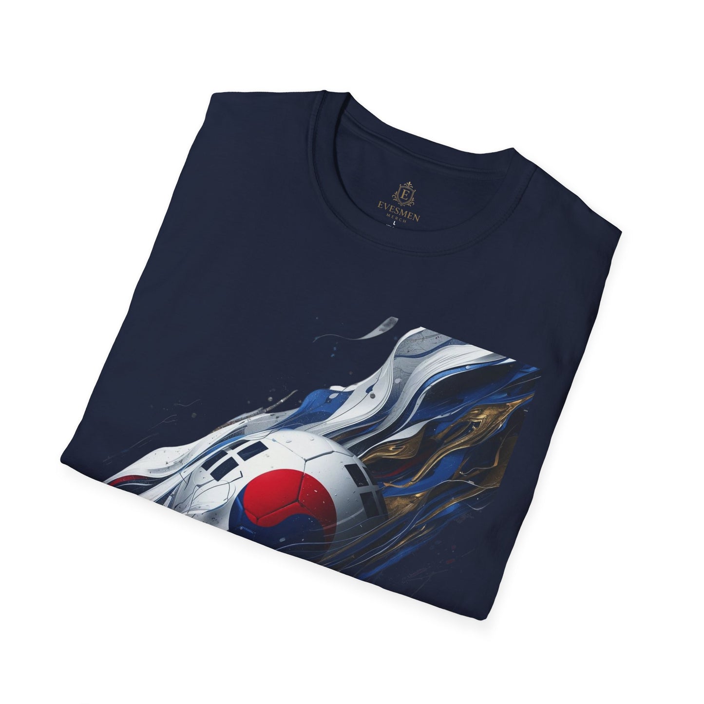 South Korea Football Wave Flag T-Shirt Luxury Abstract Soccer T-Shirt