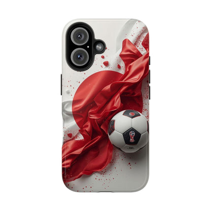 Red Satin Japan Flag Soccer Ball Design Phone Protective Case