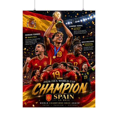 Spain La Roja Soccer Champions Commemorative Wall Art Poster Print