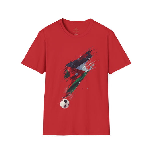 Jordan Flag Soccer T‑Shirt – Stylized Brushstroke Football Design Tee