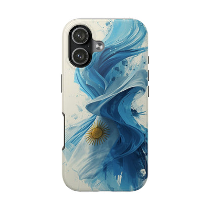 Argentinian Flag Watercolor Tough Phone Case - Blue Ribbon & Sun Protective Cover
