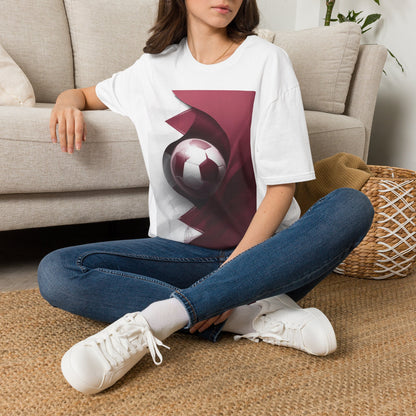 Qatar Football Flag Abstract Graphic T-Shirt Al-Annabbi Soccer Design Tee