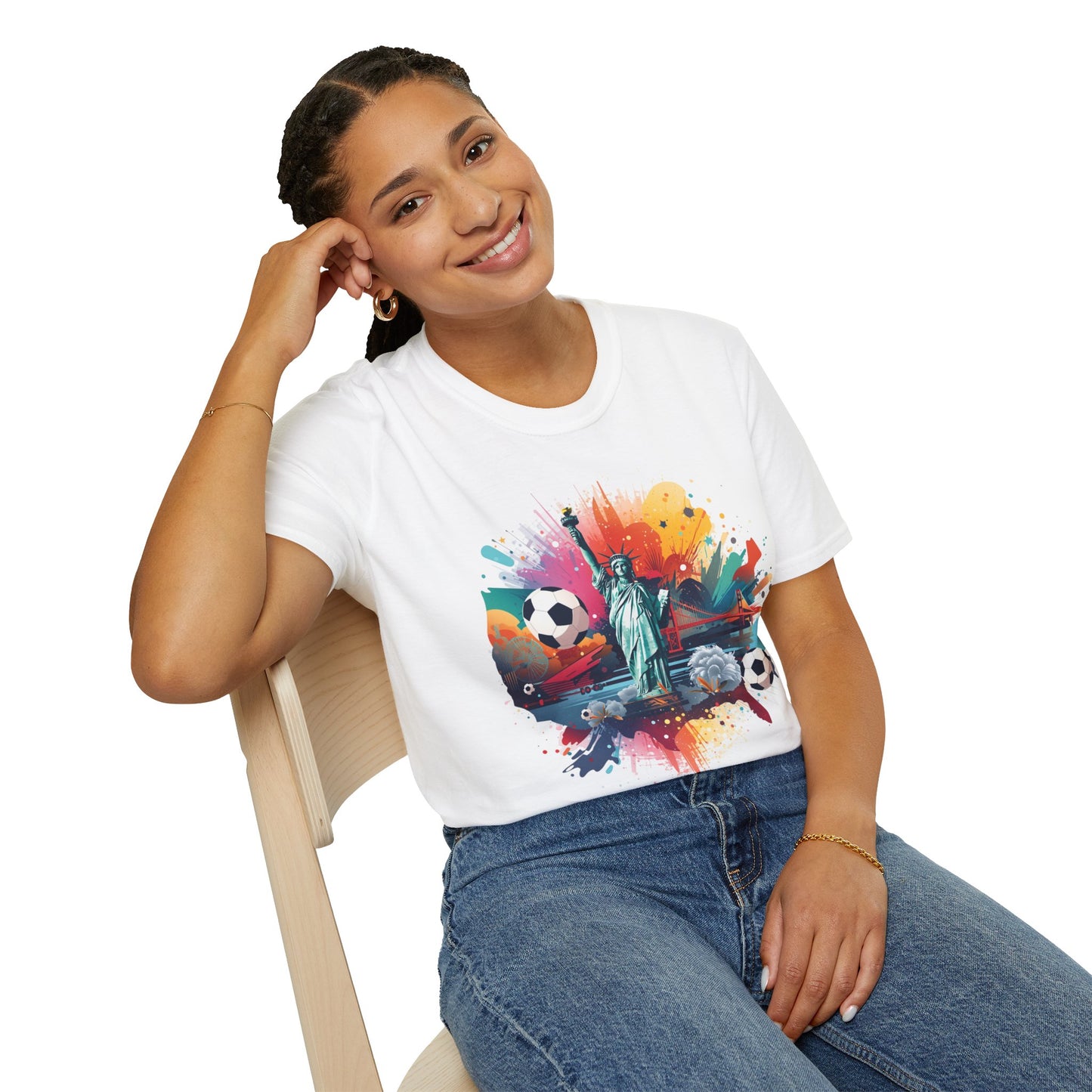 Statue of Liberty Soccer Splash Match Day T-Shirt — NYC Football Fan Tee