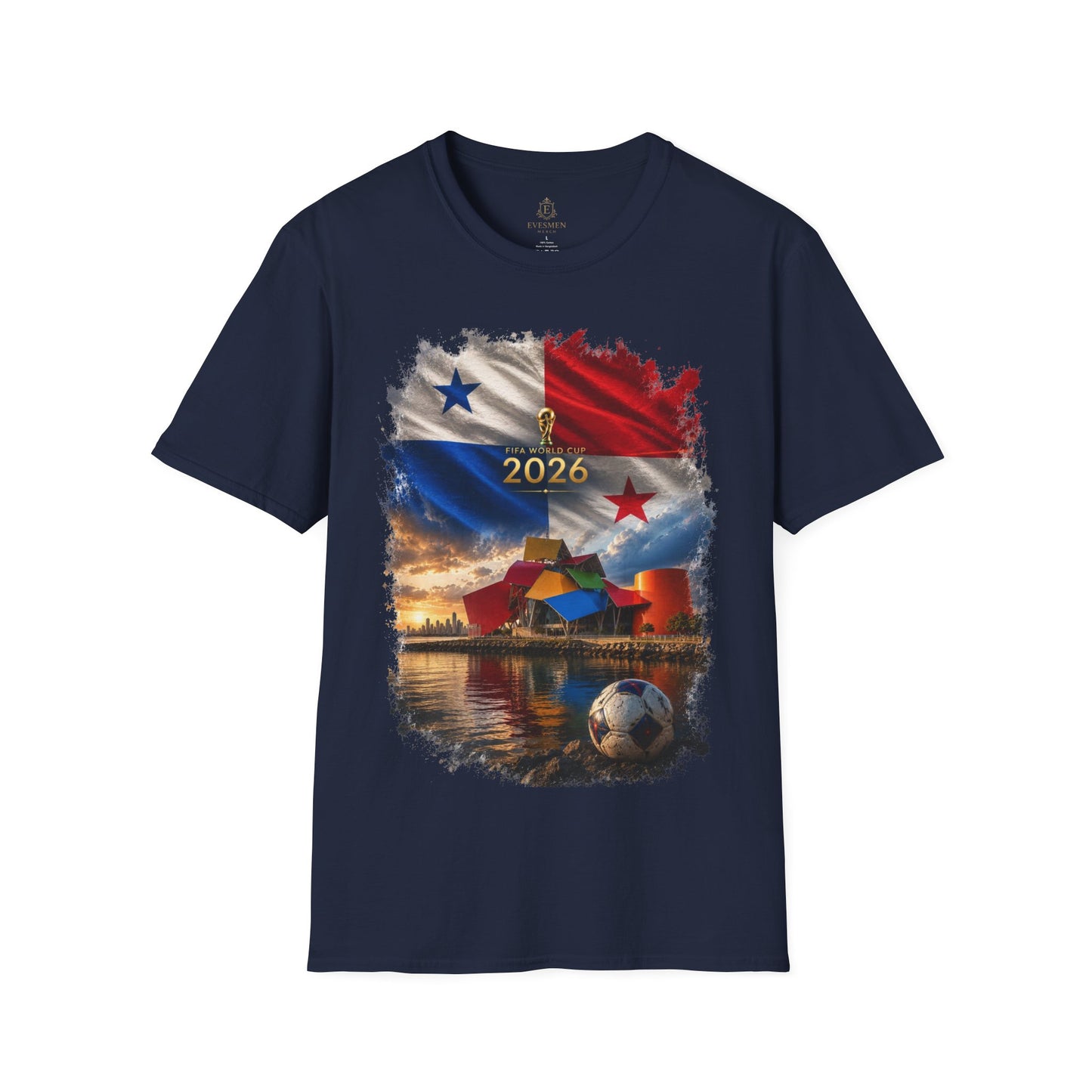 Panama Football Flag Biomuseo Graphic T-Shirt Cinematic Los Canaleros Soccer Tee