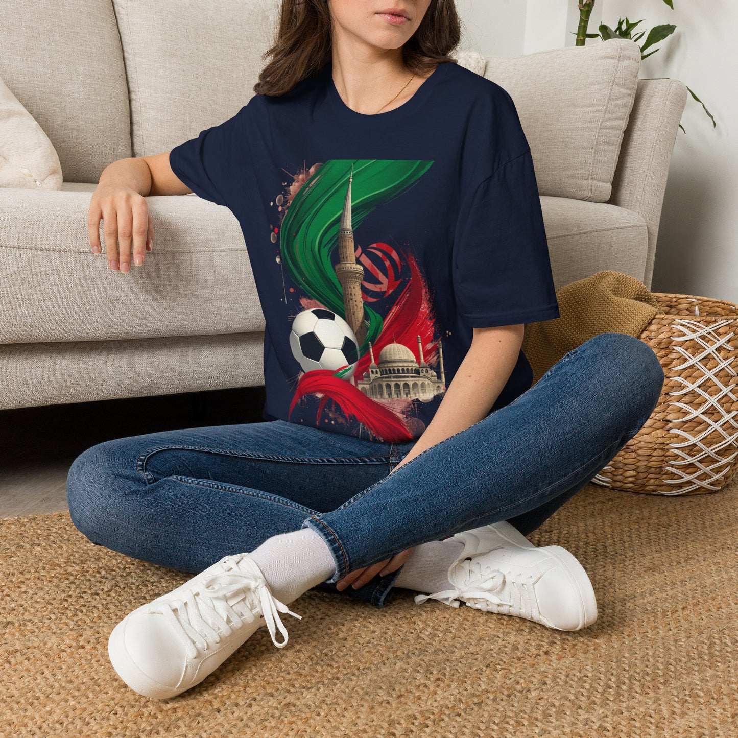 Iran Dynamic Flag Colors T-shirt Minaret & Mosque Art Tee
