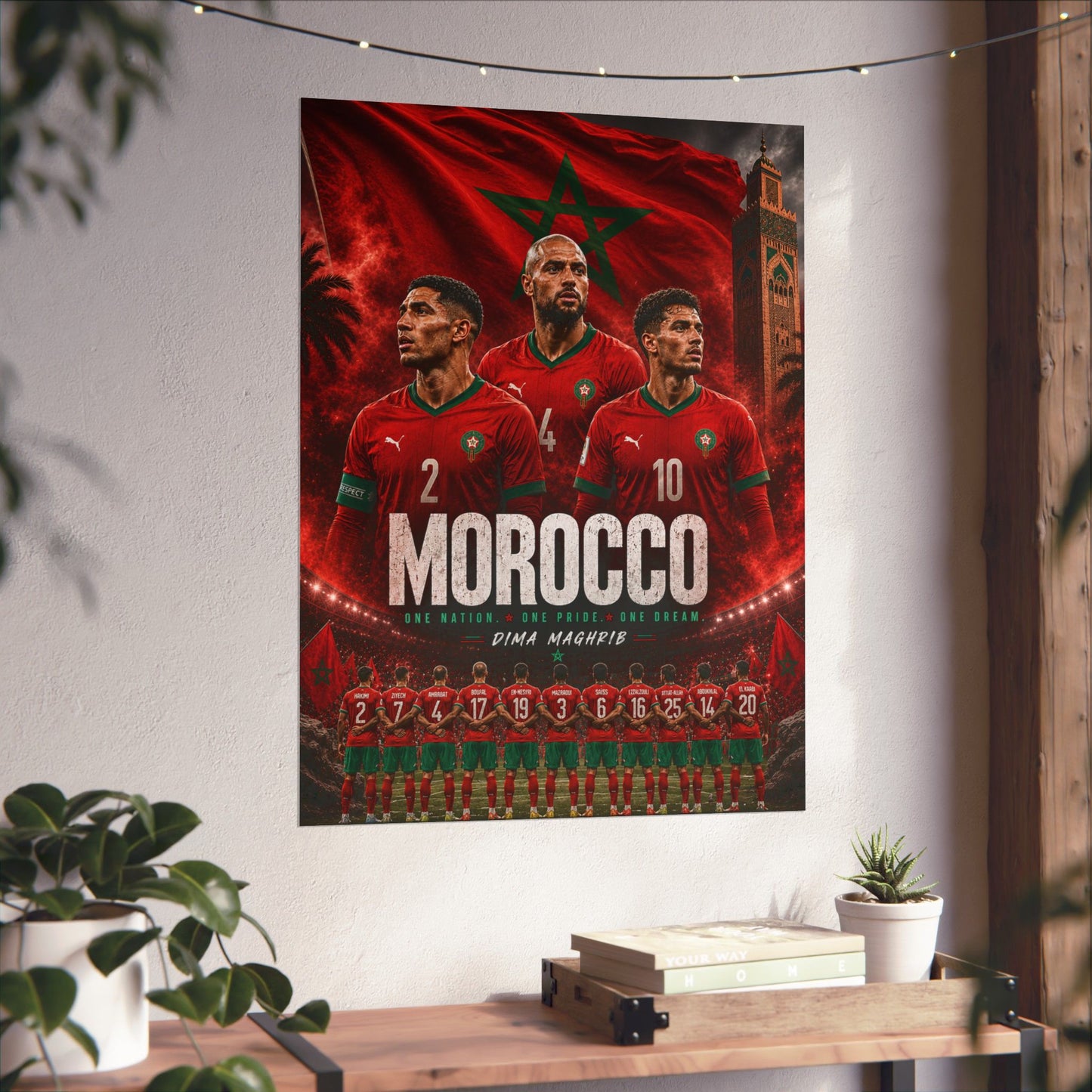 Morocco Soccer Atlas Lions Commemorative Wall Art Poster