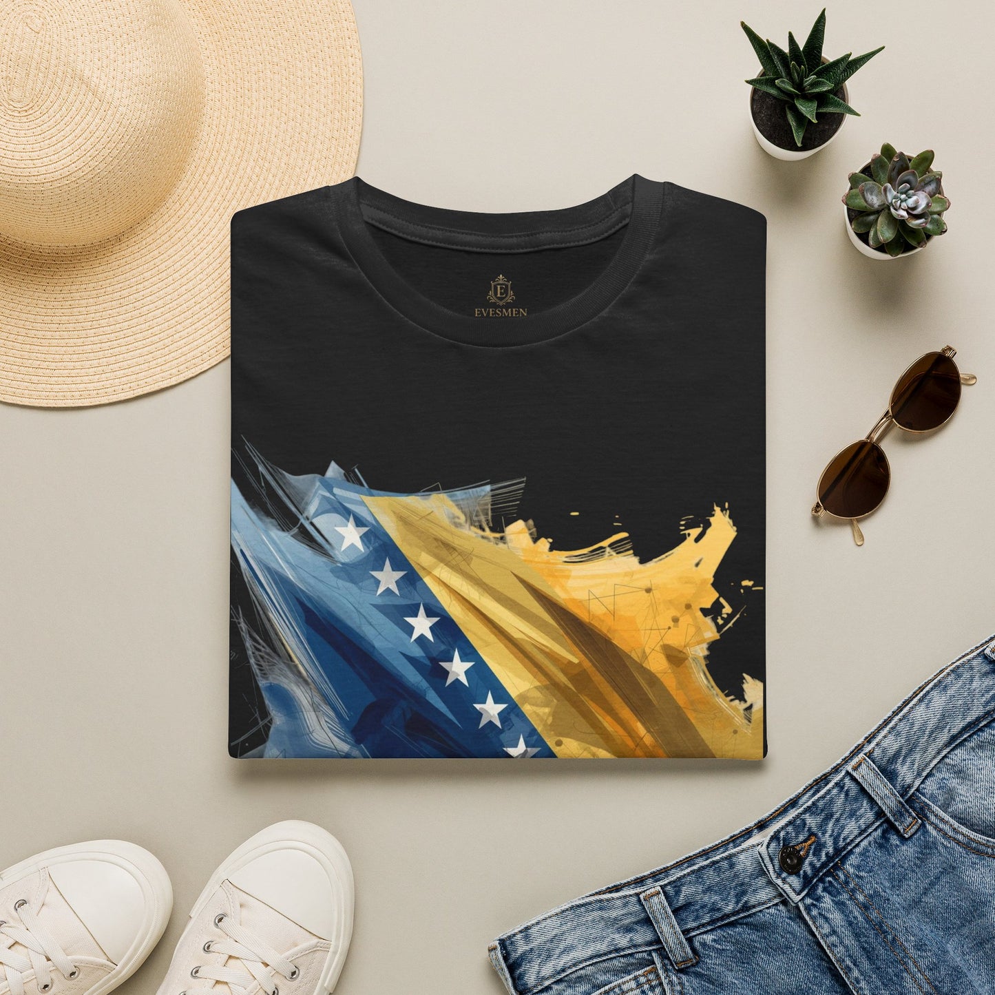 Bosnia and Herzegovina Football Flag Abstract T-Shirt Zmajevi Soccer Graphic Tee