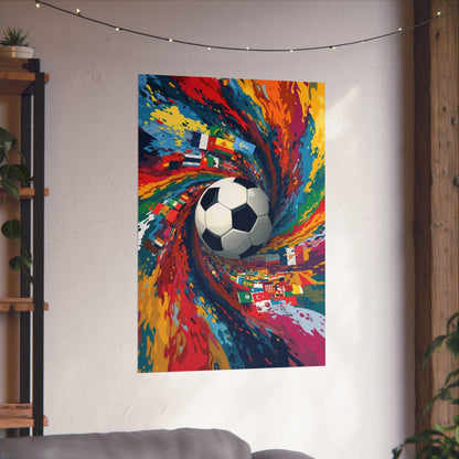 Soccer World Flags Matte Poster — Vibrant Football Art Print