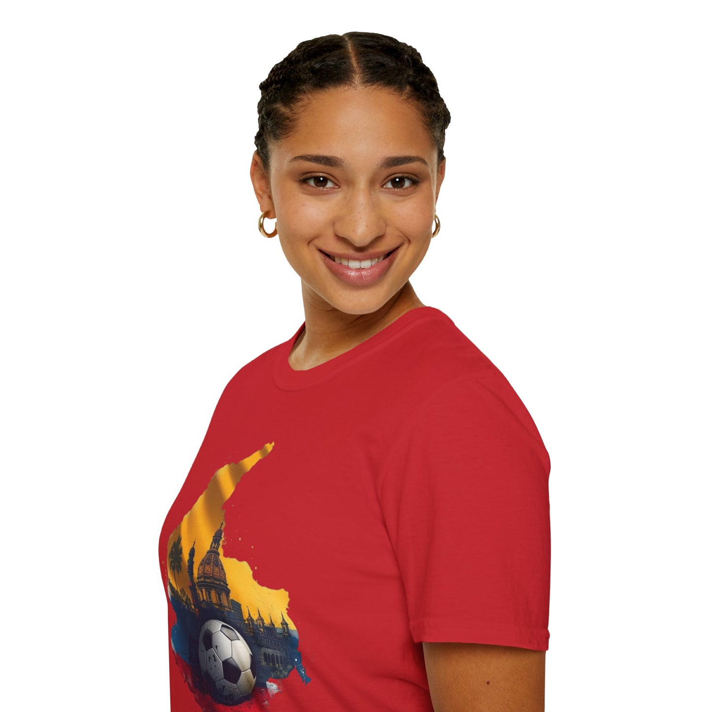 Colombia Map Soccer T-Shirt — Colombian Flag Skyline Football Tee