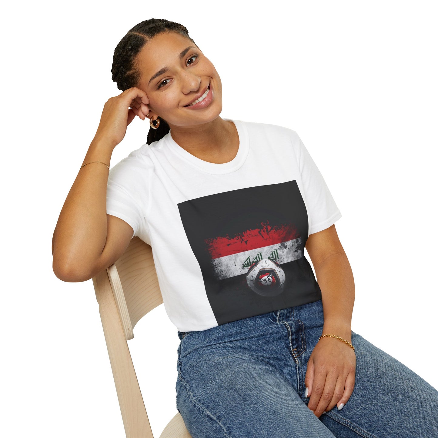 Iraq Flag Abstract Grunge Tee Lions of Mesopotamia Soccer Fan T-Shirt