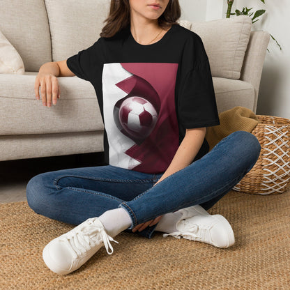 Qatar Football Flag Abstract Graphic T-Shirt Al-Annabbi Soccer Design Tee