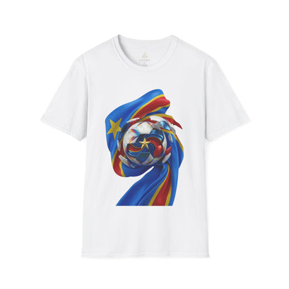 DR Congo Football Flag Exploding Ball T-Shirt Leopards Soccer Graphic Tee