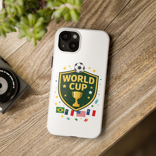 Soccer Match Day Tough Phone Protective Case Trophy Shield with Flags