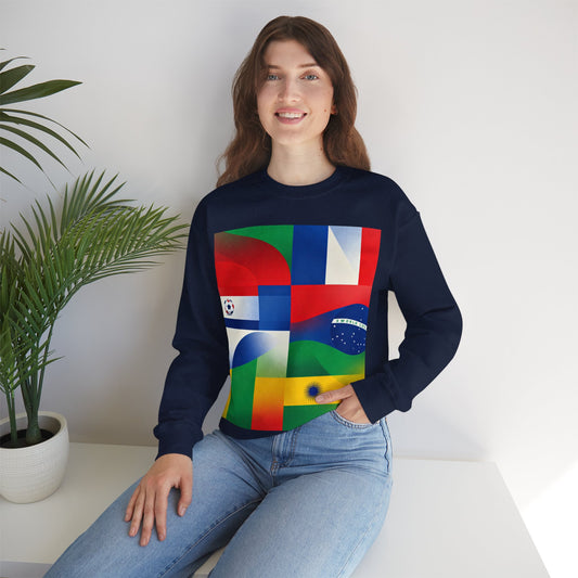 Match Day Flags Crewneck Sweatshirt — Colorful Soccer World Design