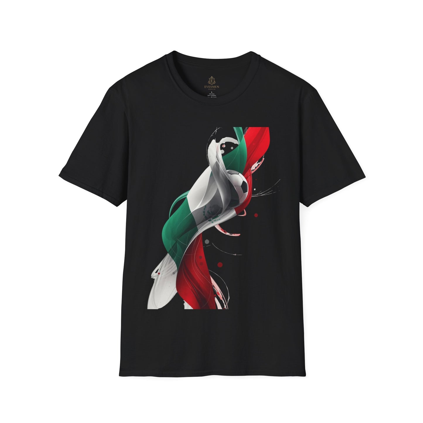 Mexico Football Spirit T-shirt Abstract Flag & Soccer Ball Art Tee