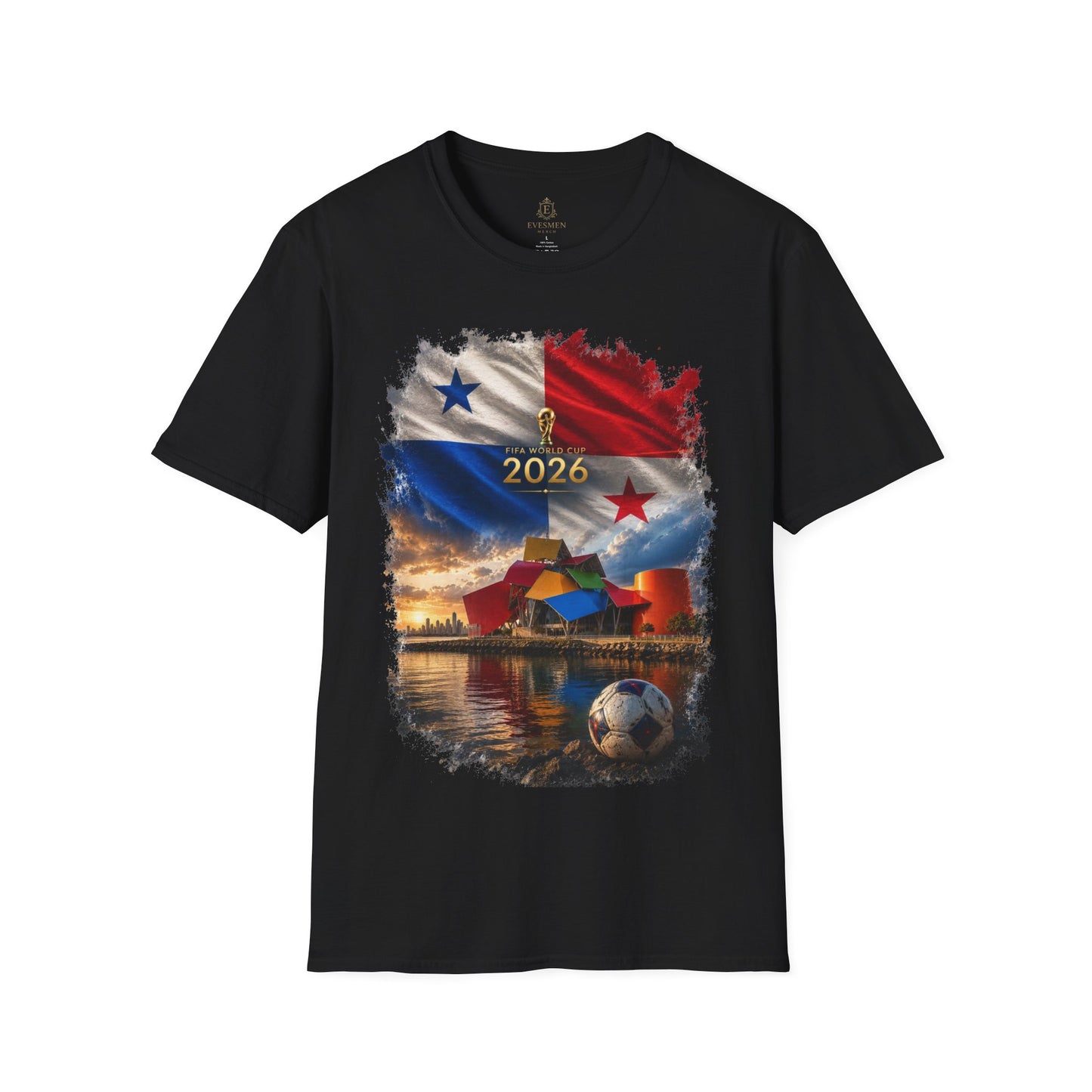 Panama Football Flag Biomuseo Graphic T-Shirt Cinematic Los Canaleros Soccer Tee