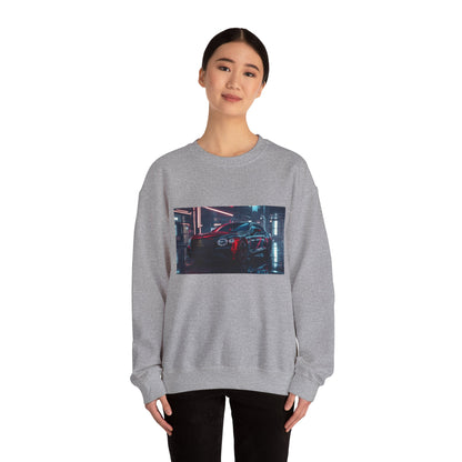 Racing Night Crewneck Sweatshirt – Neon Cyberpunk Sports Car Graphic