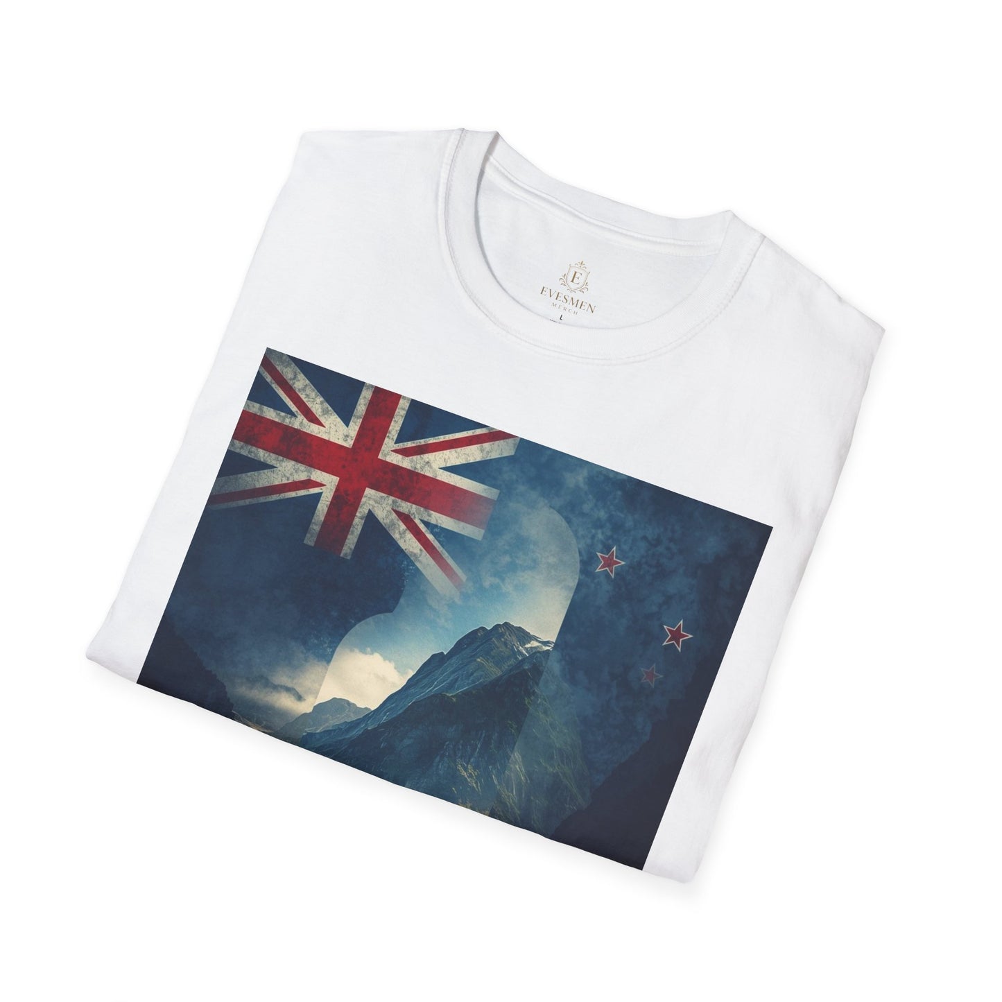 New Zealand Flag Mountain T-Shirt Cinematic Landscape Soccer Graphic Tee