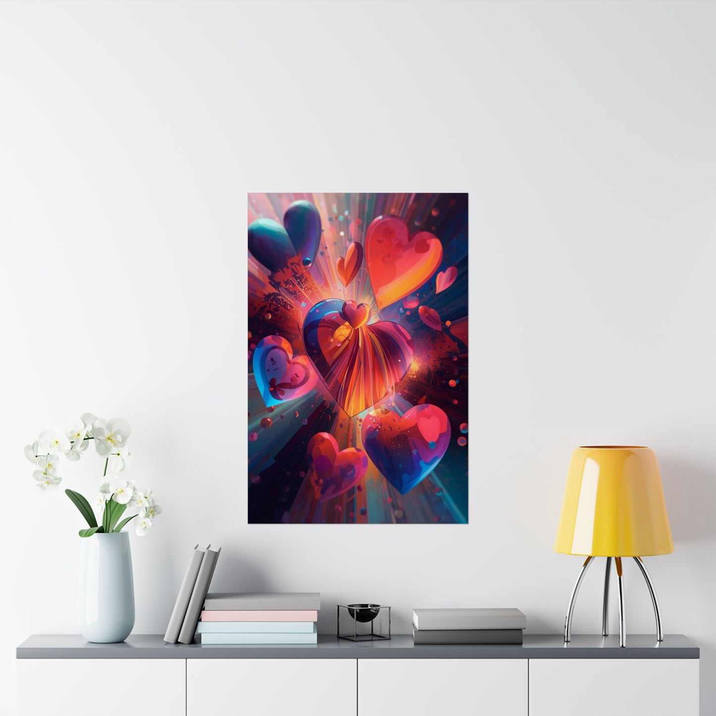 Heart Burst Matte Poster — Vibrant Abstract Valentine Wall Art