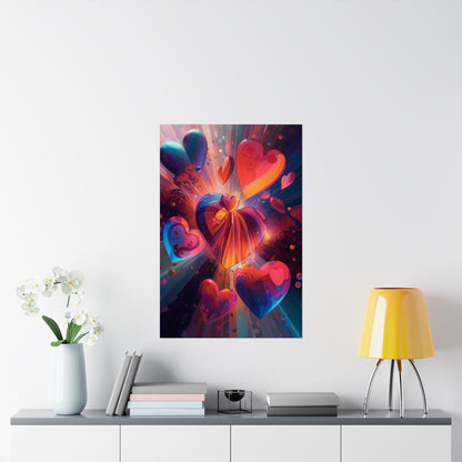 Heart Burst Matte Poster — Vibrant Abstract Valentine Wall Art