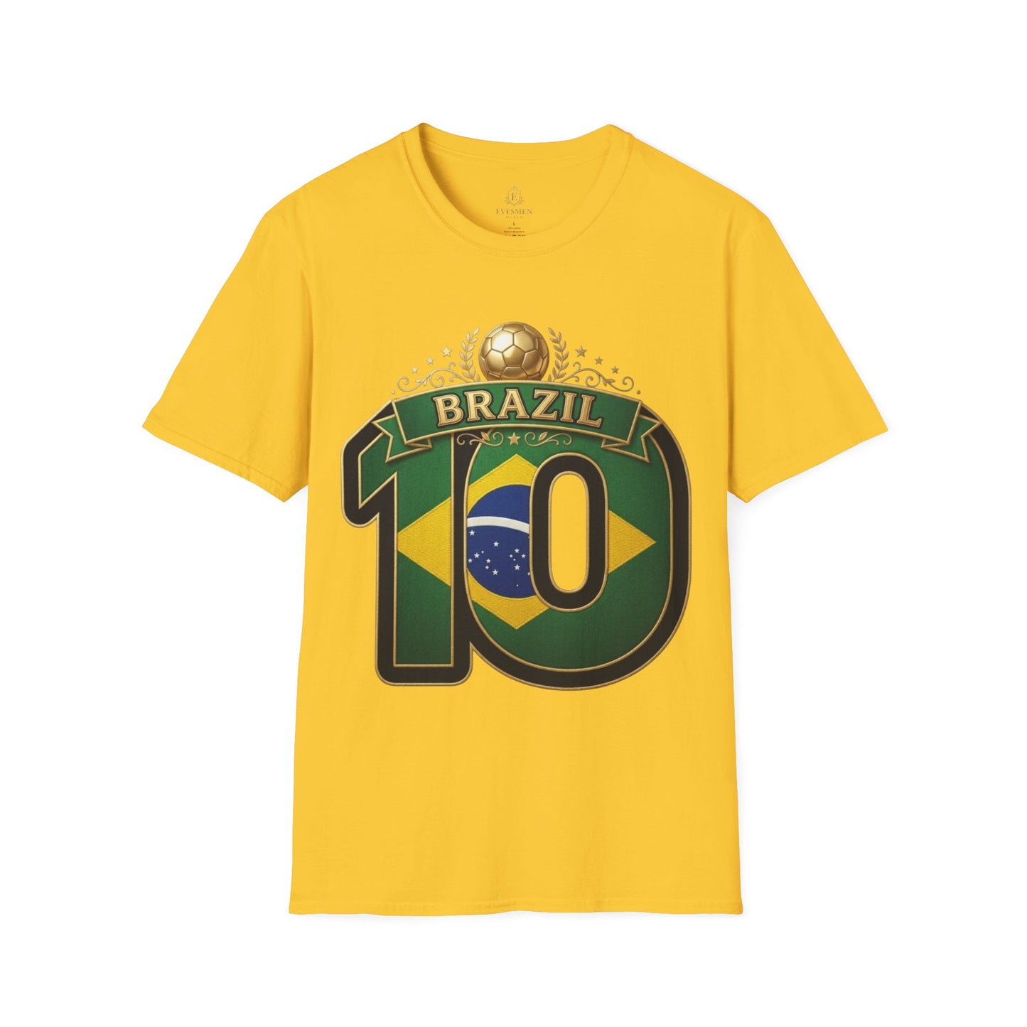 Brazil 10 Soccer T‑Shirt – Football Fan Tee with Brazilian Flag Design