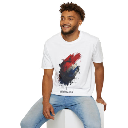 Netherlands Football Flag Abstract Splash T-Shirt Oranje Soccer Graphic Tee
