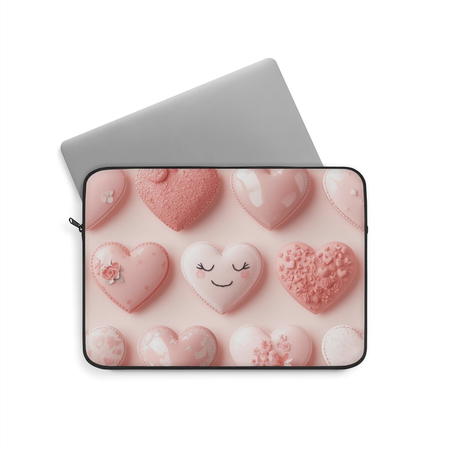 Heart Pattern Laptop Sleeve — Cute Pink Kawaii Hearts Valentine’s Laptop Case