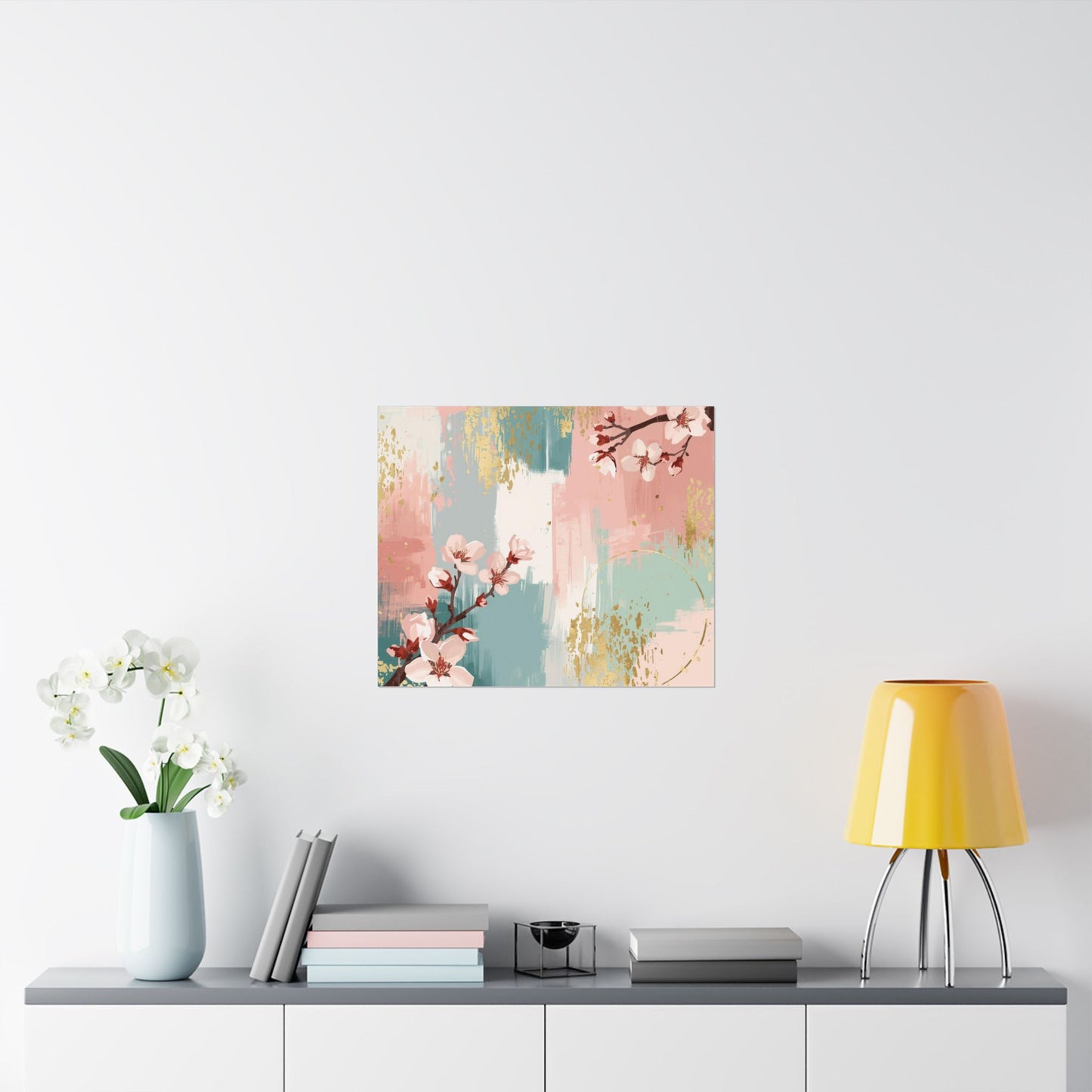 Cherry Blossom Abstract Wall Art | Matte Floral Brushstroke Poster
