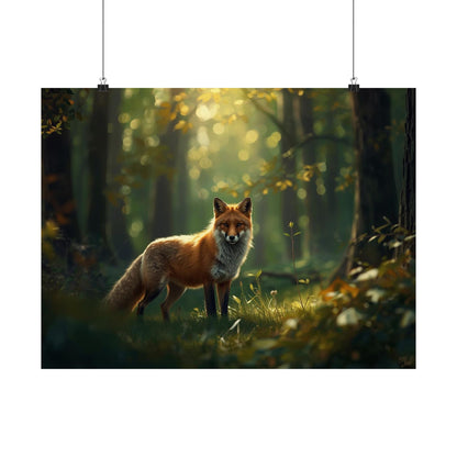 Enchanting Forest Fox Poster | Matte Woodland Animal Wall Decor