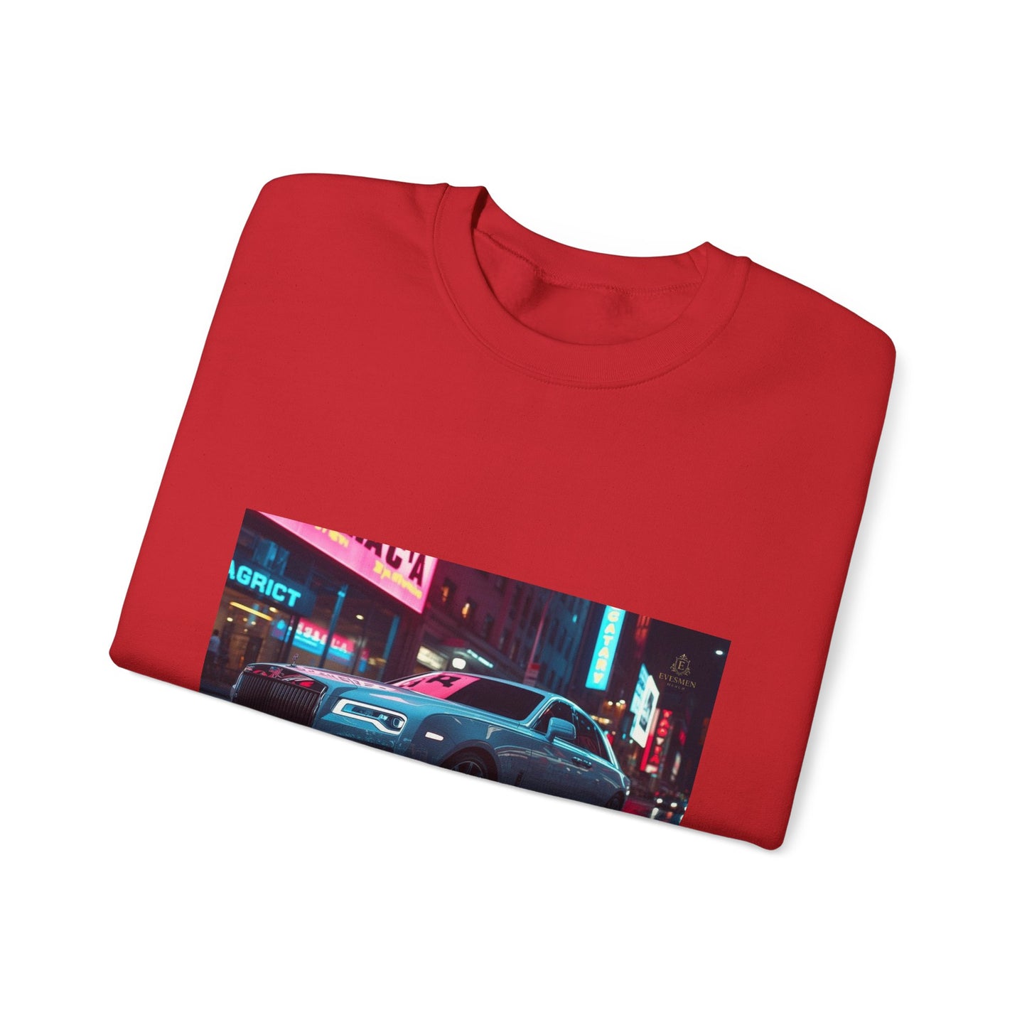 Retro Neon City Car Sweatshirt — Vintage Sports Coupe Crewneck