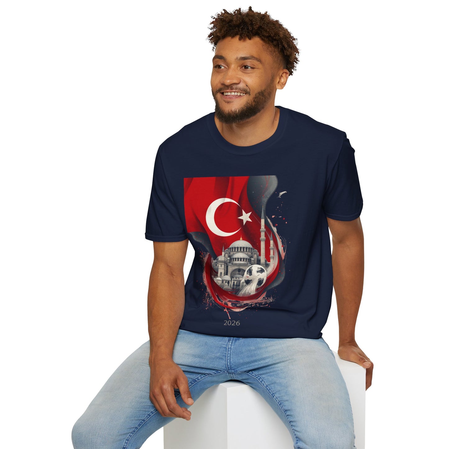 Türkiye Football T-Shirt Turkish Flag & Istanbul Mosque Design Tee