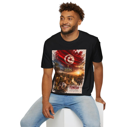 Tunisia Football Flag Chebika Oasis T-Shirt Eagles of Carthage Soccer Design Tee