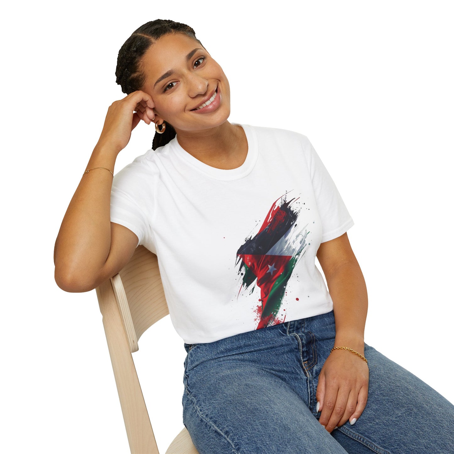 Jordan Flag Soccer T‑Shirt – Stylized Brushstroke Football Design Tee