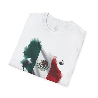 Mexican Flag Football T-Shirt — Soccer and Stadium Lights Graphic Tee