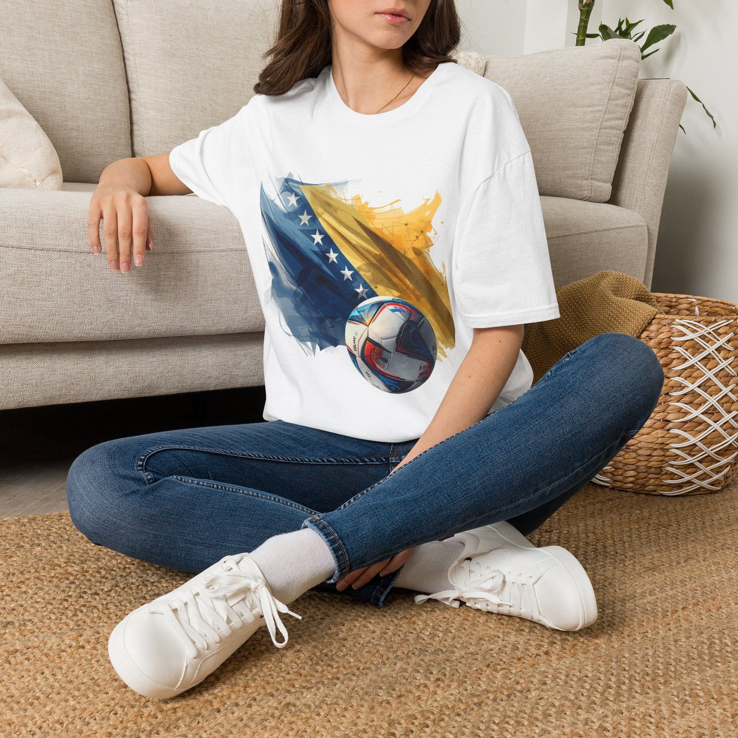 Bosnia and Herzegovina Football Flag Abstract T-Shirt Zmajevi Soccer Graphic Tee