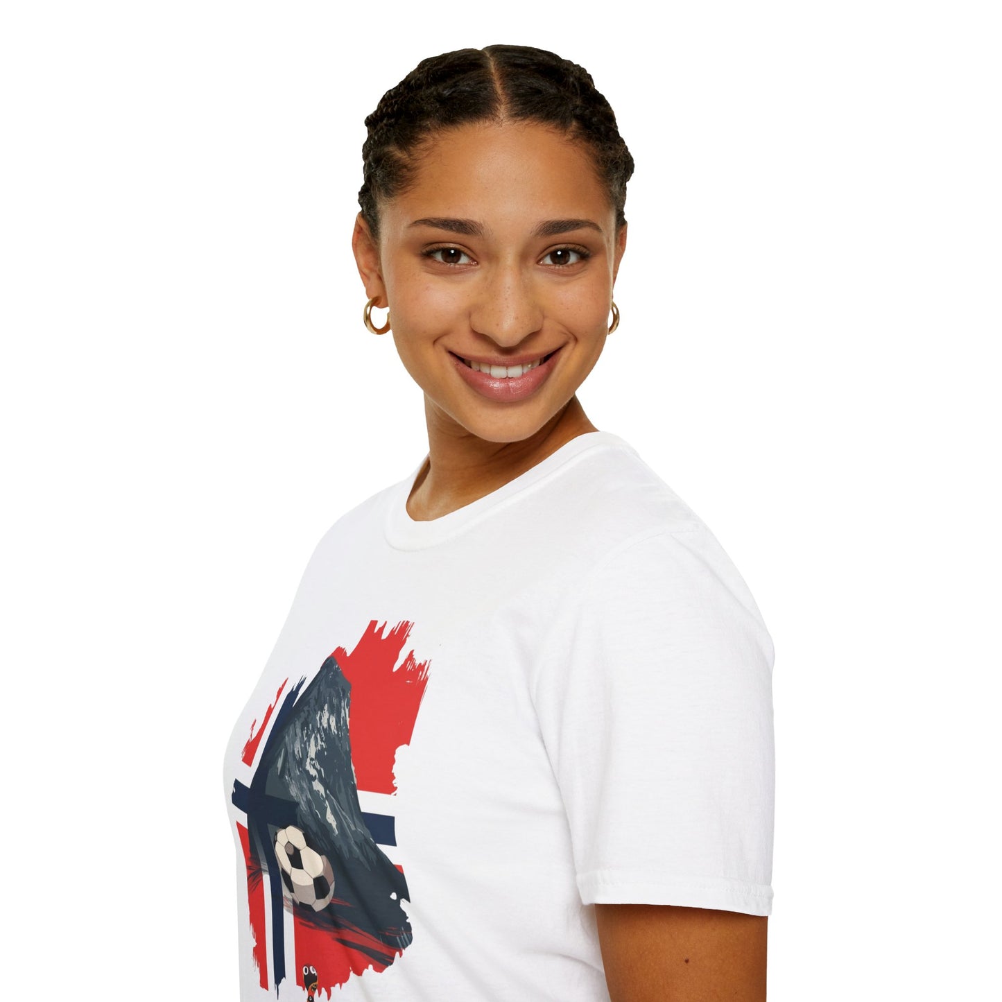 Norway Football Flag Mountain Graphic T-Shirt Majestic Nordic Soccer Streetwear