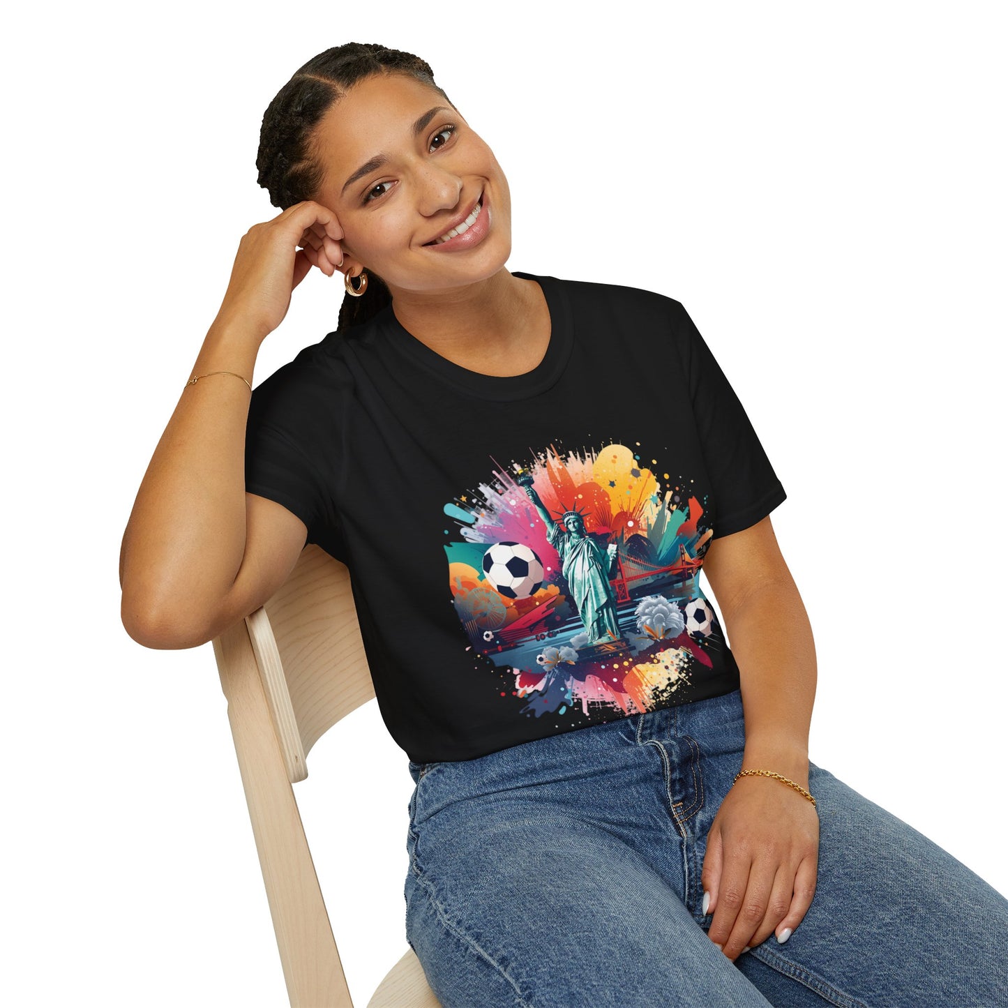 Statue of Liberty Soccer Splash Match Day T-Shirt — NYC Football Fan Tee