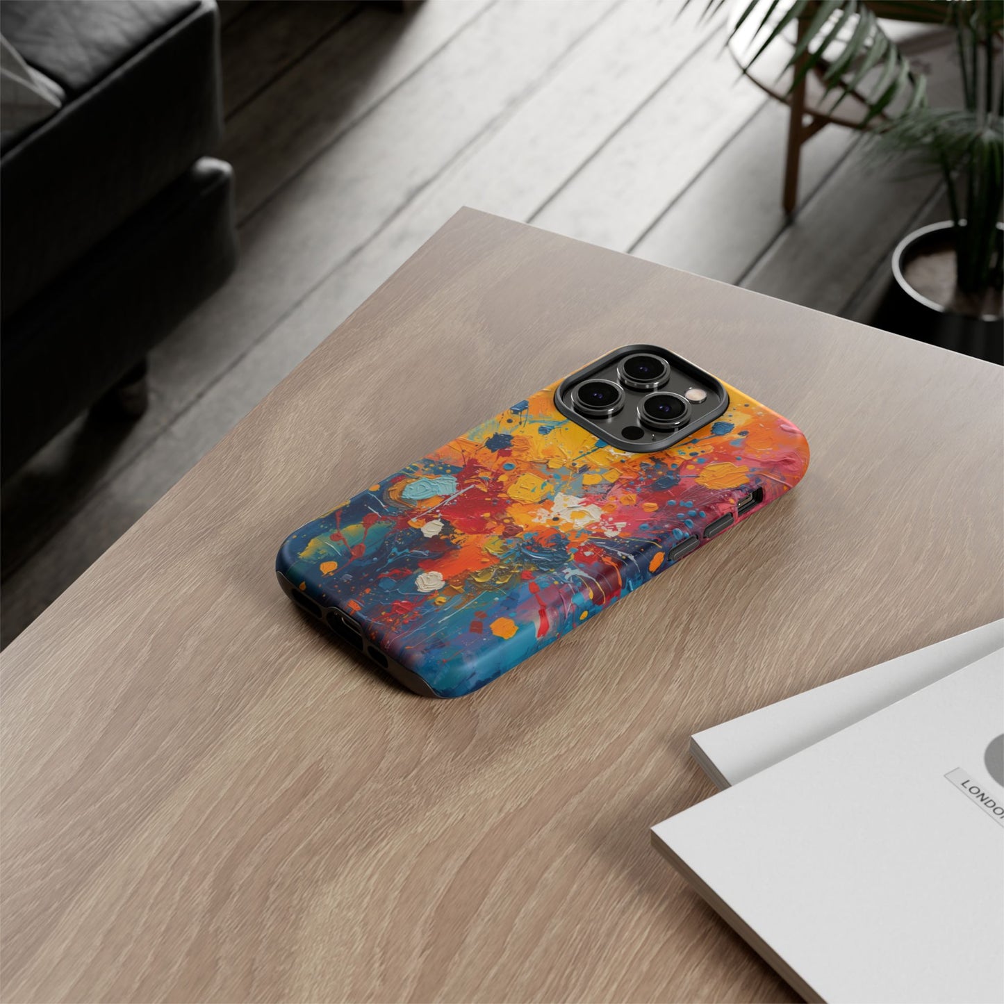 Abstract Color Splash Phone Case — Vibrant Paint Splatter Protective Cover