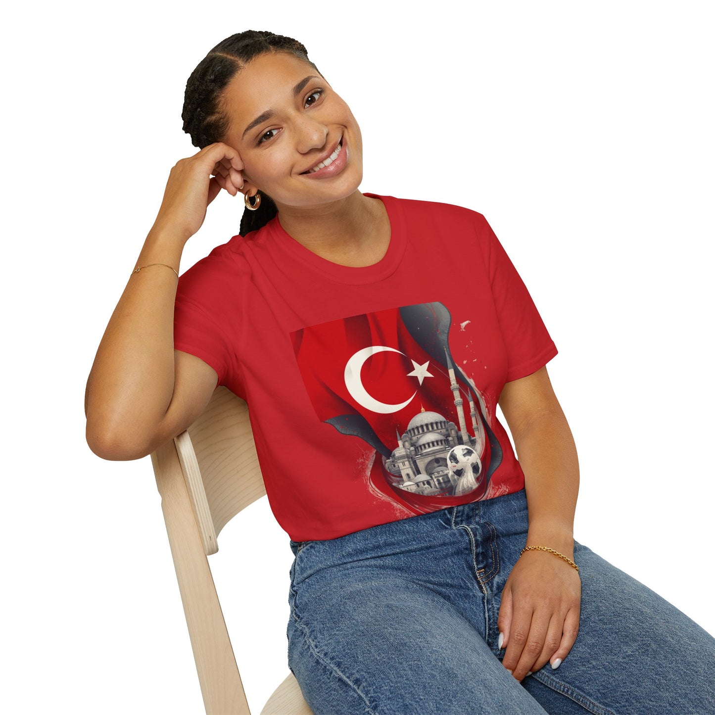 Türkiye Football T-Shirt Turkish Flag & Istanbul Mosque Design Tee