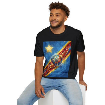DR Congo Football Flag Graphic T-Shirt Dynamic Leopards Soccer Design Tee