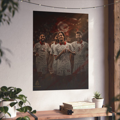 Tunisia Soccer Crest Celebration Wall Art Poster Print