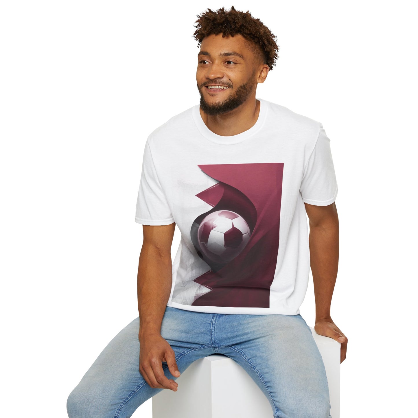 Qatar Football Flag Abstract Graphic T-Shirt Al-Annabbi Soccer Design Tee