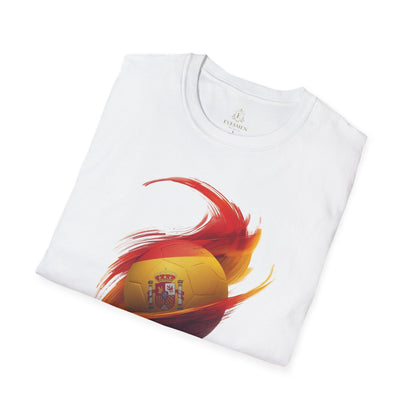 Spain Football Flag Vortex T-Shirt La Roja Soccer Brushstroke Design Tee
