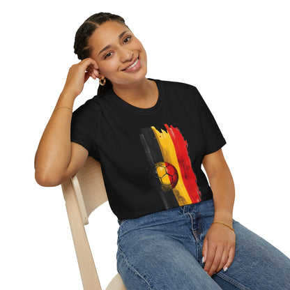 Belgium Football Flag Brushstroke Tee Red Devils Soccer Graphic T-Shirt