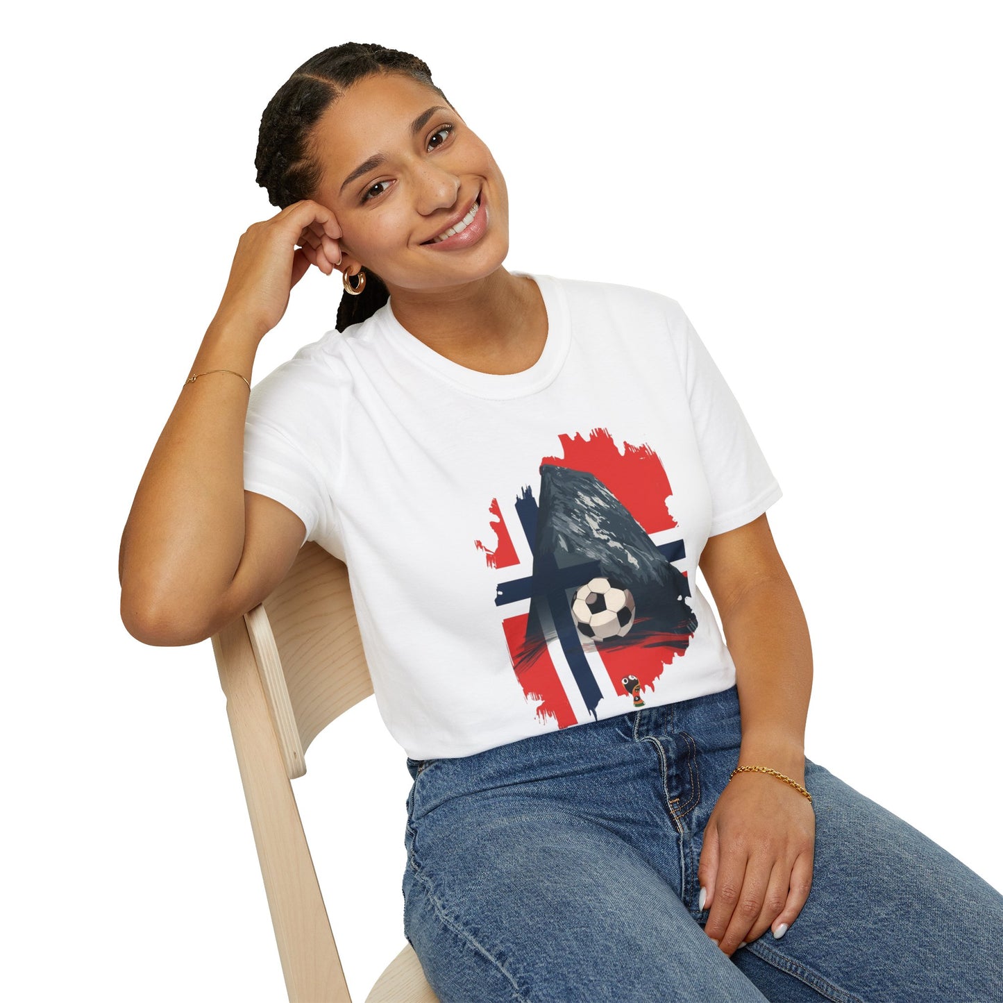 Norway Football Flag Mountain Graphic T-Shirt Majestic Nordic Soccer Streetwear