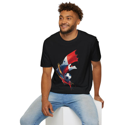 Panama Football Flag Splash T-Shirt Dynamic Los Canaleros Soccer Tee