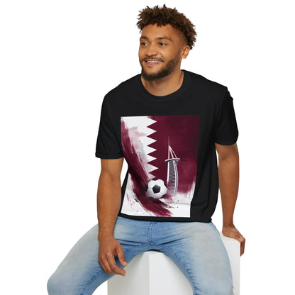 Qatar Soccer T-Shirt – Flag, Football & Aspire Tower Design Tee