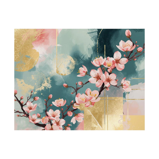 Pink Cherry Blossom Poster – Matte Horizontal Floral Wall Print