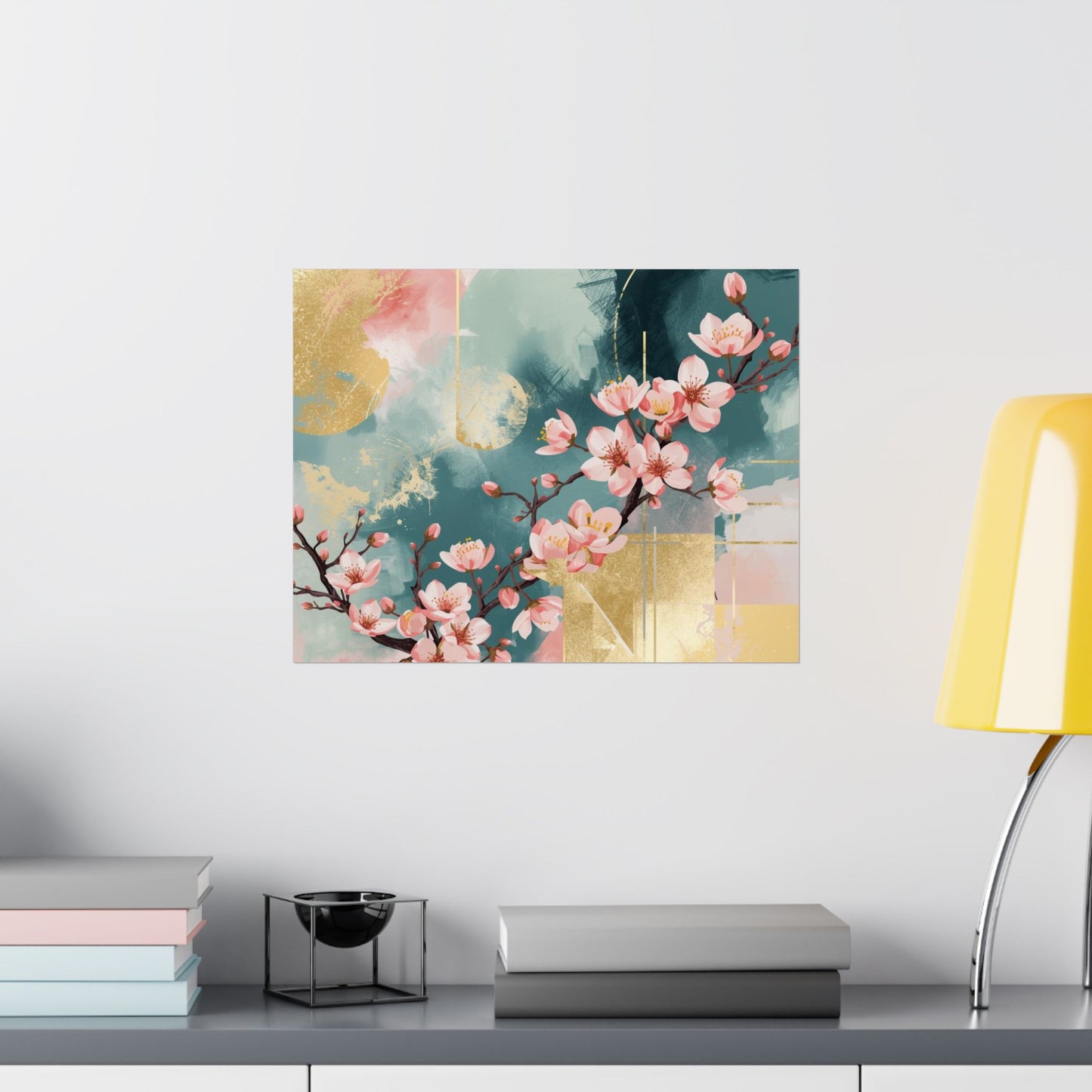 Pink Cherry Blossom Poster – Matte Horizontal Floral Wall Print