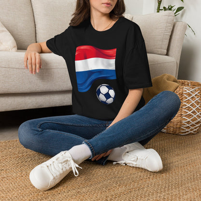Netherlands Waving Flag Soccer Tee Clean Minimalist Oranje Football Fan T-Shirt